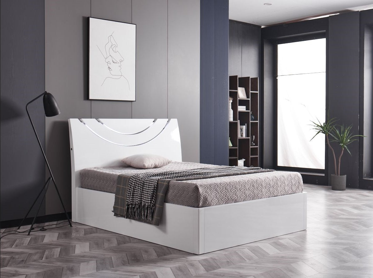 Eclipse White High Gloss Bed with Storage M.S. Furnishings M.S